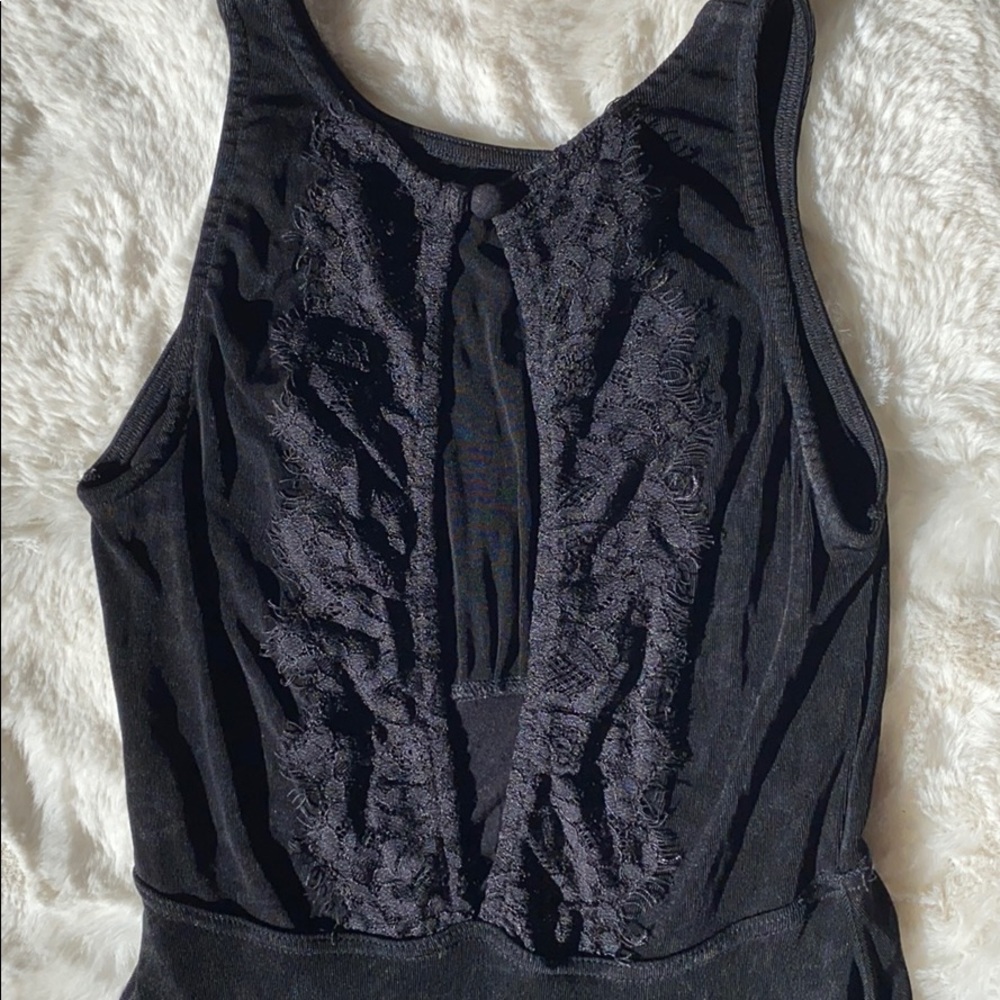 Free People - black sheen design laced back dress